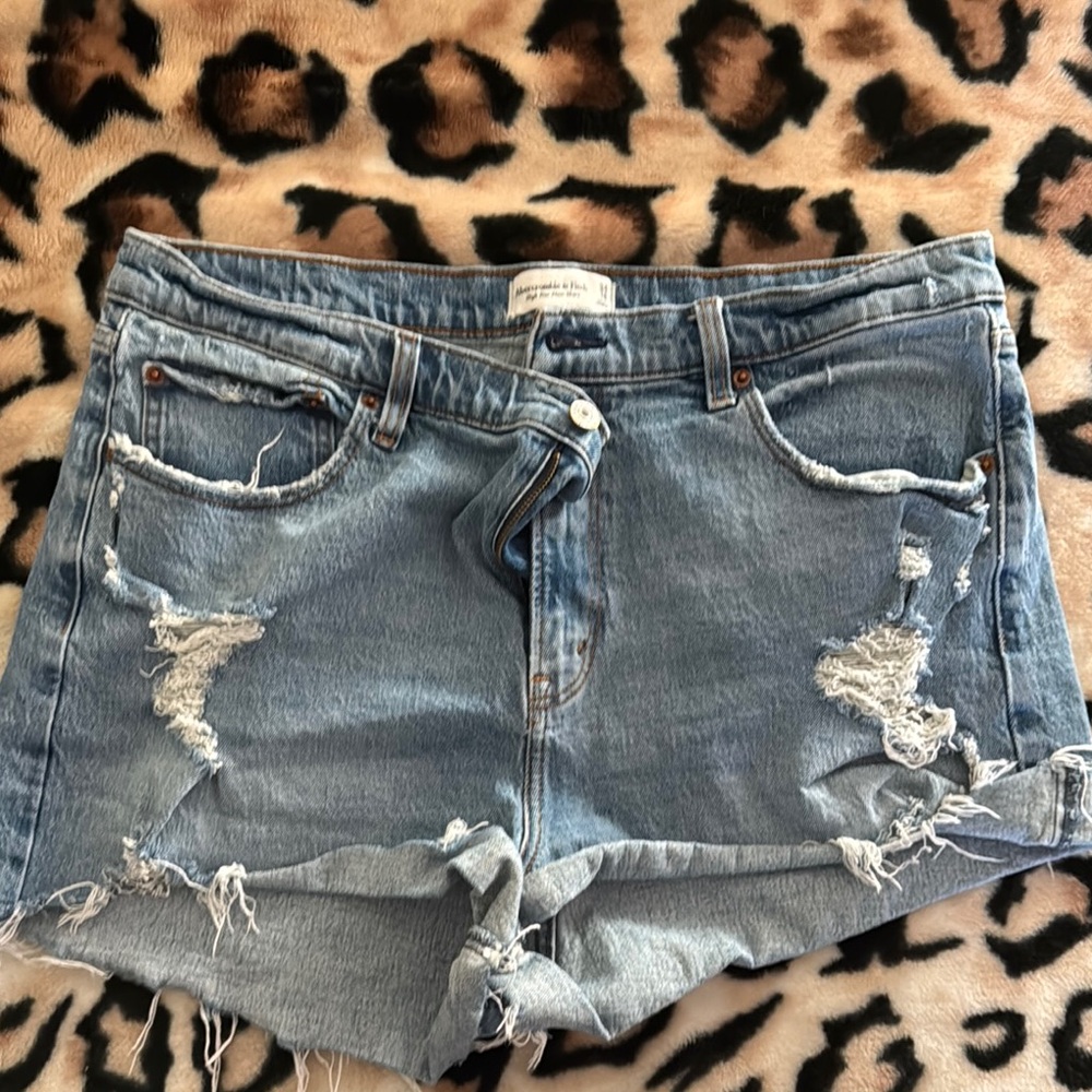 Abercrombie & Fitch Blue Distressed Jean Shorts